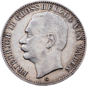 Grand Duchy of Baden, 3 Mark 1909, G, Karlsruhe