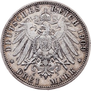 Grand Duchy of Baden, 3 Mark 1909, G, Karlsruhe