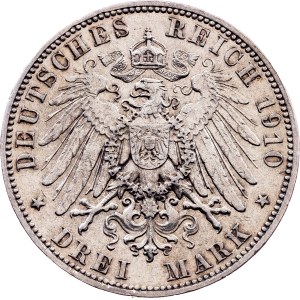 Kingdom of Saxony, 3 Mark 1910, E, Muldenhütten
