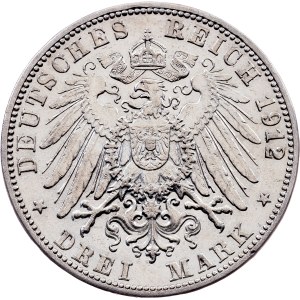 Grand Duchy of Baden, 3 Mark 1912, G, Karlsruhe