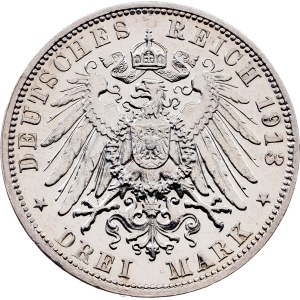 Kingdom of Saxony, 3 Mark 1913, E, Muldenhütten