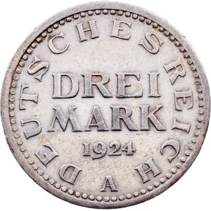 Weimar Republic, 3 Mark 1924, A, Berlin