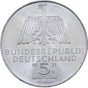 Germany, 5 Deutsche Mark 1971, D, Munich