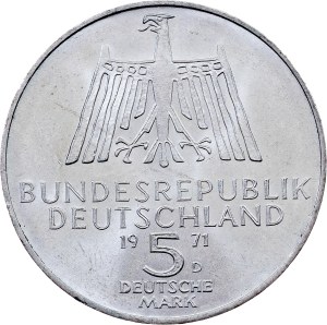 Germany, 5 Deutsche Mark 1971, D, Munich