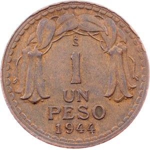 Chile, 1 Peso 1944, So, Santiago