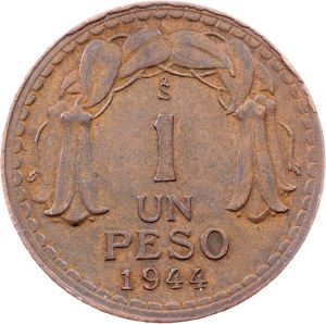 Chile, 1 Peso 1944, So, Santiago