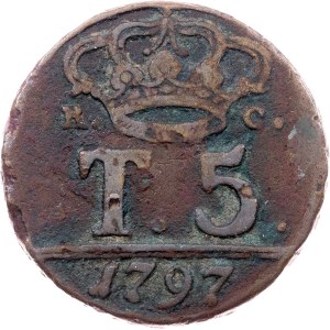 Kingdom of Naples, 5 Tornesi 1797, P//RC