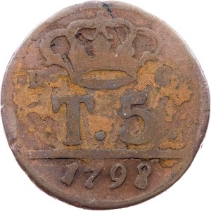 Kingdom of Naples, 5 Tornesi 1798, P//RC