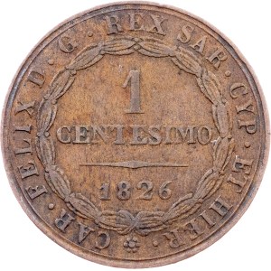 Kingdom of Sardinia, 1 Centesimo 1826, P, Genoa