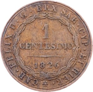 Kingdom of Sardinia, 1 Centesimo 1826, P, Genoa
