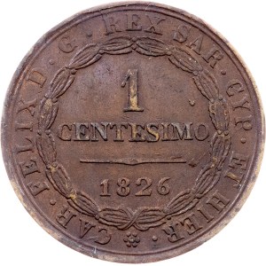 Kingdom of Sardinia, 1 Centesimo 1826, P, Genoa