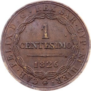 Kingdom of Sardinia, 1 Centesimo 1826, P, Genoa