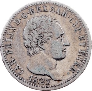 Kingdom of Sardinia, 1 Lira 1827, P, Genoa