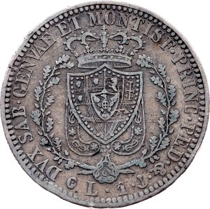 Kingdom of Sardinia, 1 Lira 1827, P, Genoa