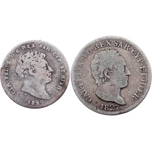 Kingdom of Sardinia, 25, 50 Centesimi 1827-1829, L, Turin