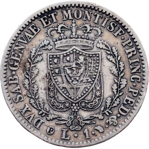 Kingdom of Sardinia, 1 Lira 1830, P, Genoa