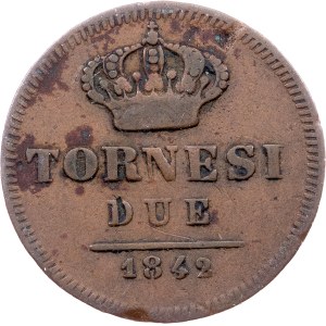 Kingdom of the Two Sicilies, 2 Tornesi 1842, Naples