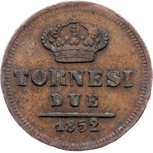 Kingdom of the Two Sicilies, 2 Tornesi 1852, Naples