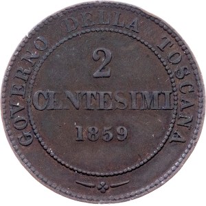Tuscany, 2 Centesimi 1859, Heaton