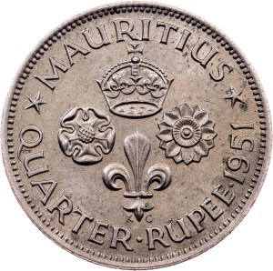 Mauritius, 1/4 Rupee 1951, London
