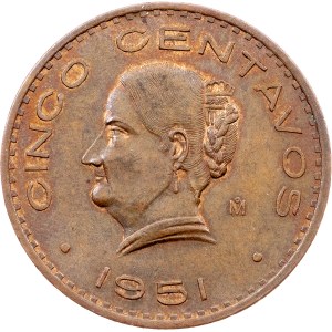 Mexico, 5 Centavos 1951, Mo, Mexico
