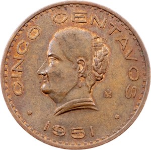Mexico, 5 Centavos 1951, Mo, Mexico