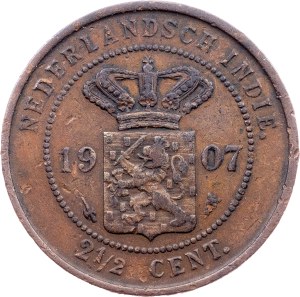 Netherlands East Indies, 2 1/2 Centss 1907, Utrecht