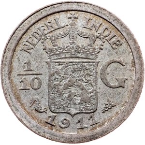 Netherlands East Indies, 1/10 Gulden 1911, Utrecht