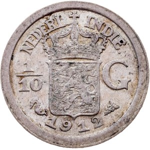 Netherlands East Indies, 1/10 Gulden 1912, Utrecht