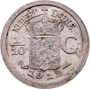 Netherlands East Indies, 1/10 Gulden 1912, Utrecht
