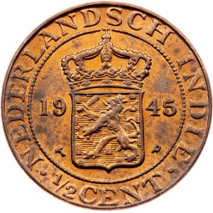 Netherlands East Indies, 1/2 Cent 1945, P, Philadelphia