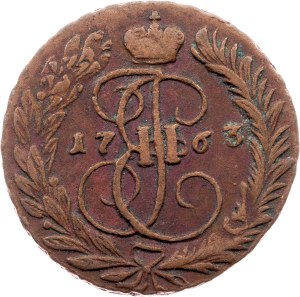 Russia, 2 Kopecks 1763, MM, Krasnyi (Moscow)