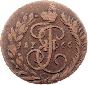 Russia, 2 Kopecks 1766, MM, Krasnyi (Moscow)