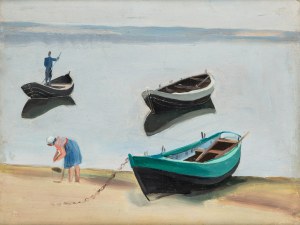 Maria Ewa Lunkiewicz-Rogoyska (1895 Kudryńce-1967 Warsaw), Boats / On the beach (double-sided work), 1930s.