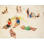 Maria Ewa Łunkiewicz-Rogoyska (1895 Kudryńce-1967 Warszawa), Łodzie / Na plaży (praca dwustronna), lata 30. XX w.