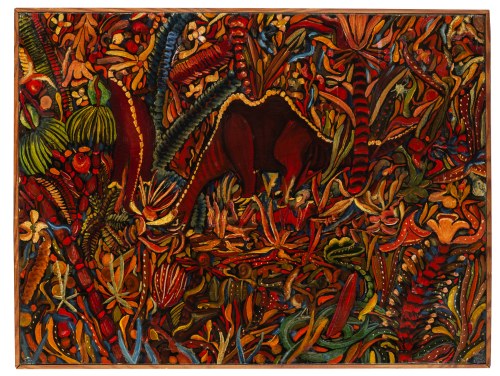 Ludwik Holesz (1921-1999), Kompozycja z dinozaurami, 1968