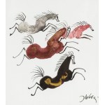 Józef Wilkoń (b. 1930 Bogucice), Wilkoń's Triptych of Horses, 2023