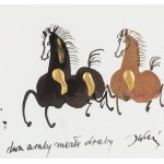 Józef Wilkoń (b. 1930 Bogucice), Wilkoń's Triptych of Horses, 2023