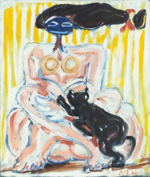 Jerzy Swiatkowski (b. 1942), Nude with a cat, 1992