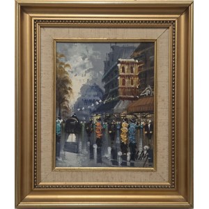 Unidentified artist (20th century), Paris street in the rain