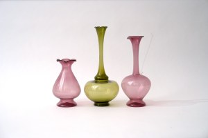 3 Thin glass vases