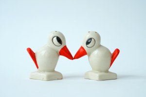 Two salt and pepper shakers - Storks - ZPS Ćmielów