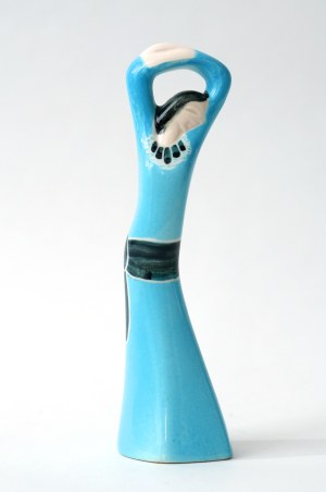 Porcelain figurine of a woman dancing in a blue dress - Hassan Heshmat