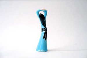 Porcelain figurine of a woman dancing in a blue dress - Hassan Heshmat