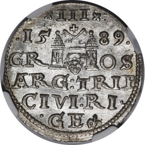 Zygmunt III Waza, Trojak 1589, Ryga - piękny