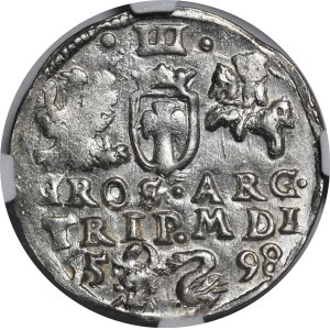 Zygmunt III Waza, Trojak 1598, Wilno - Łabędź - b. rzadki i piękny