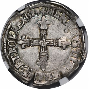 Henry of Valois, 1/4 Ecu 1589 T, Nantes
