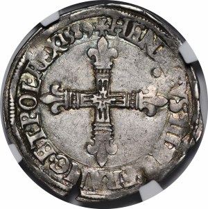 Henry of Valois, 1/4 Ecu 1589 T, Nantes