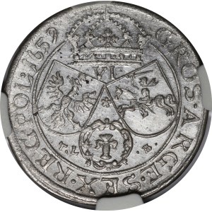 John II Casimir, Sixth of 1659 TLB, Krakow - cartouche with garlands - rare