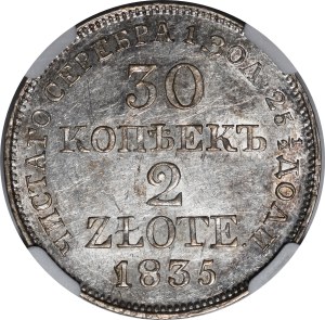 Poland, Russian Partition, 30 kopecks = 2 zlotys 1835 MW, Warsaw